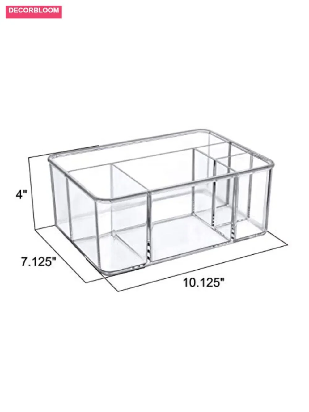 Acrylic 5-Compartment Makeup Organizer, Cosmetic Storage